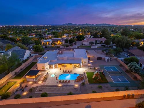 Scottsdale Foothills Villa | Luxury Oasis Slide Pool Pickleball Game Room