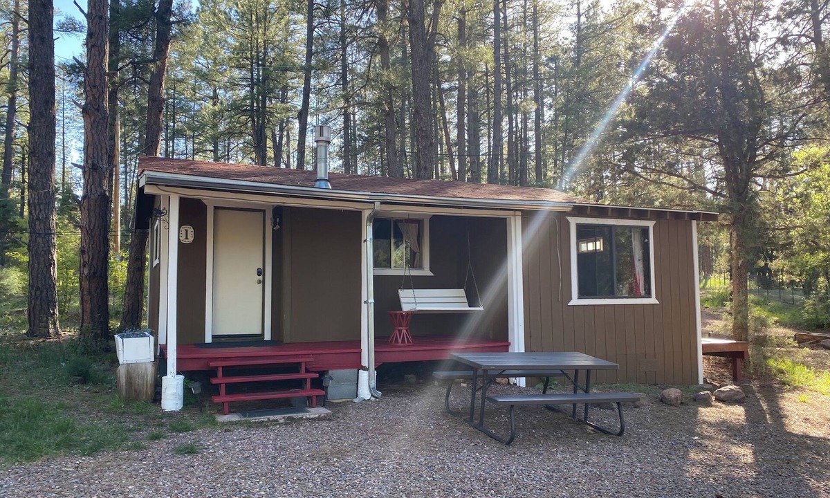 Payson Cabin | Newly updated bath! Indoor fireplace & Jacuzzi xtra room w kid cot; porch swing