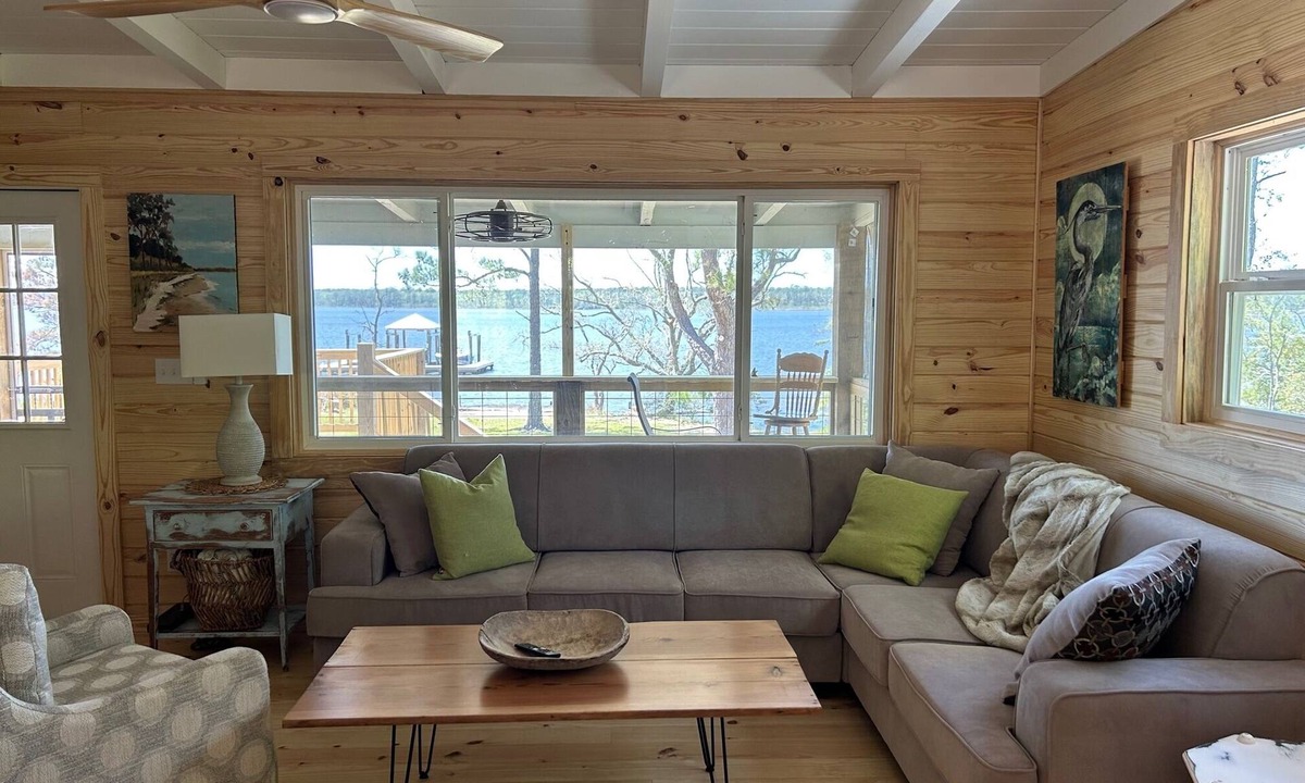 Alabama Gulf Coast Cabin | Secluded waterfront fishing cabin, boat dock, pier, sunsets, boat to beach