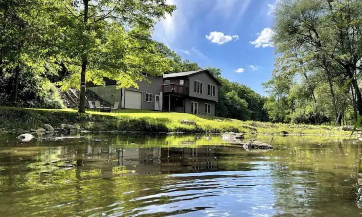 Westby House | Timber Coulee Creek in backyard, king size bed, grill on deck, large garage.