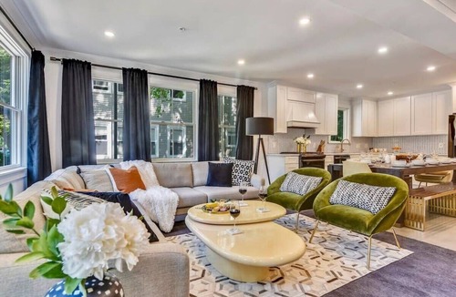 Jamaica Plain Condo | 4BR Mid-Century Glam Retreat | Near T