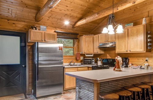 New Lisbon Cabin | Adorable cabin with pond access, WiFi, furnished porch, & gas fireplace