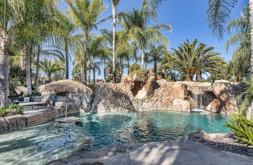 Menifee House | Amazing Pool Oasis Getaway with waterfall & slide! Instagram- resortliving4you