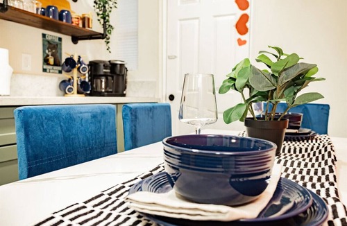 Gateway District House | Arts Dist. Strip-View Balcony Suite | Games + Desk
