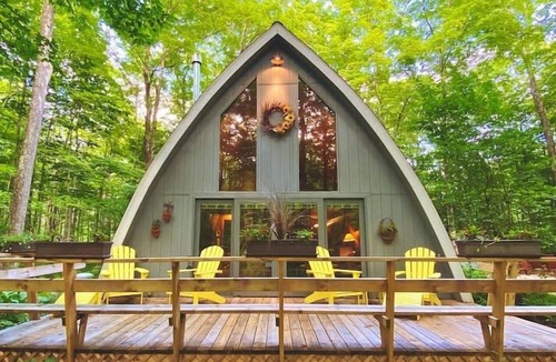 Sister Bay Cottage | Beechwood Cottage - Sleeps 4! A-Frame in Sister Bay, WI: Coffee Bar & Fire Pit!