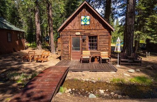 Blairsden-Graeagle Cabin | Charming Trout Cabin at Camp Layman | Riverside Family Basecamp with Two Queens