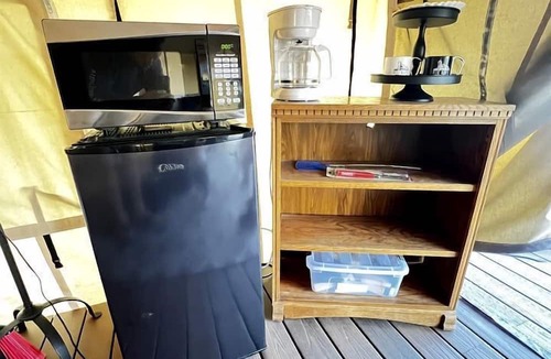 St Croix Falls RV Rental | Incredible Tented Cabin Ideal for Glamping with Fireplace and Barbecue in Saint Croix Falls, Wisconsin