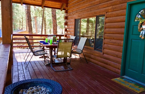 Kachina Village Cabin | Log Cabin in tall pines, backs to forest, great hiking, star-gazing, biking!
