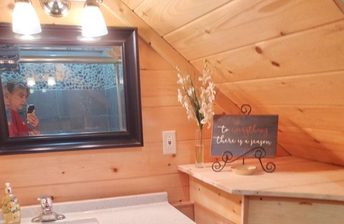 Kemblesville Apartment | Log Cabin studio loft w/yard, firepit, woods, and stream! Many nearby ammenities
