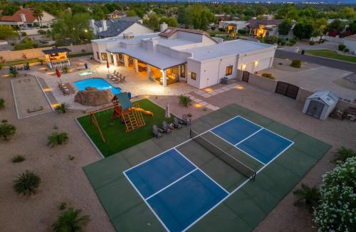 Scottsdale Foothills Villa | Luxury Oasis Slide Pool Pickleball Game Room
