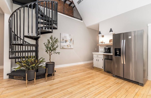 Galena Apartment | Prime Main St Suite! Walk 2 Dining & Shopping! Spiral Stairs to Loft Bedroom!