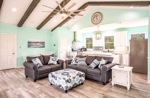 Ocean Springs House | Sassy Seas 2BR Cottage near Ocean Springs: Gulf Views, w/Balcony & Fire Pit