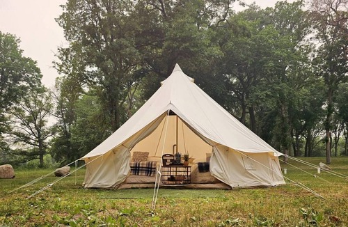 St Croix Falls RV Rental | Secluded Waterfront Bell Tent with Picnic Space in Saint Croix Falls, Wisconsin