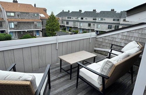 Hyannis House | Townhouse less than one-minute walk to a private beach and heated pool on site