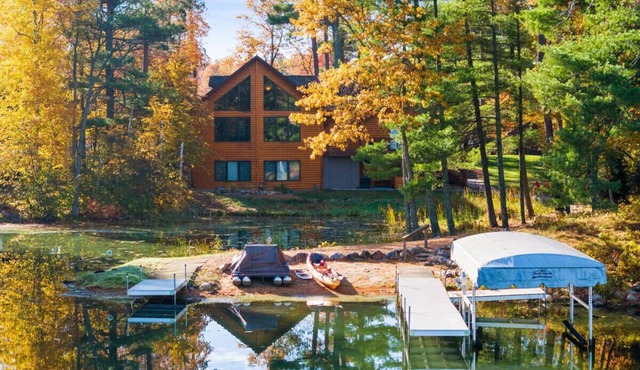 6000 sq ft Whitefish Lake Chain home with year around hot tub & gym!