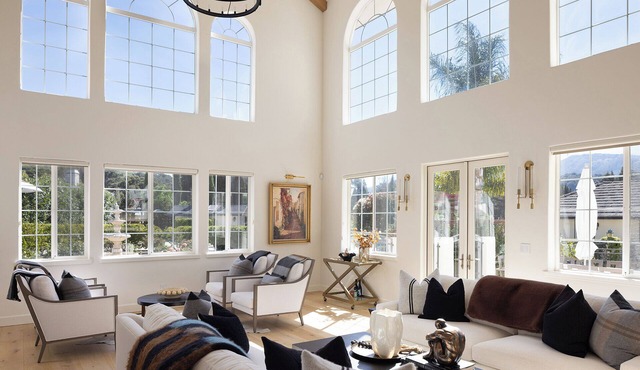 Gated Carmel Valley estate with mountain views, resort-style grounds, pool, guest house, gym, sauna, wine cellar, and luxury amenities near Folktale Winery. Long term, furnished rental. Available June 1.