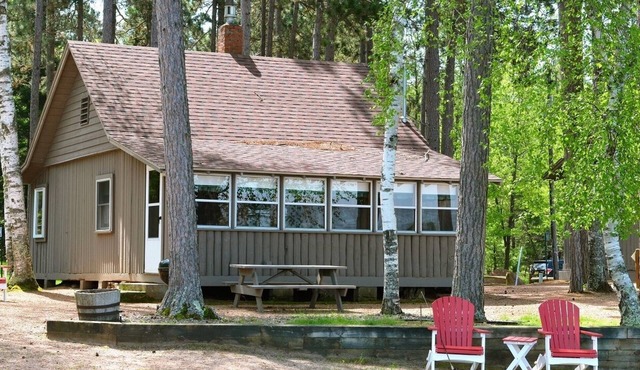 sunset views in Lovely lakefront cabin with AC in charming Saint Germain