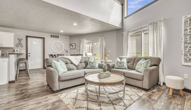 The 245 Club is located within the vacation cabin community at Bridges Bay Resort